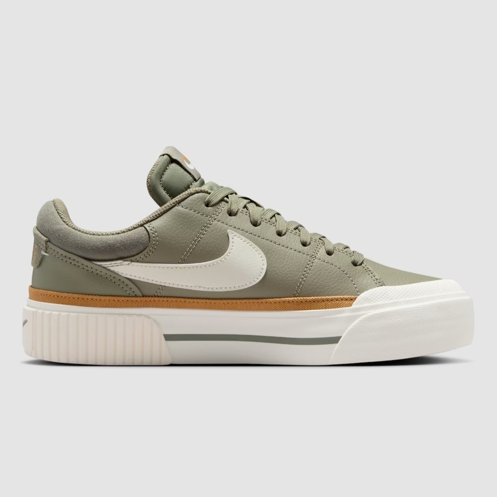Nike Olive Green Sneakers with White Swoosh. Womens Sz 10 court Legacy Lift - Picture 3 of 7